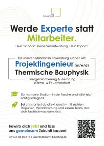 Ausschreibung Projektingenieur/in