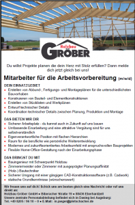 Ausschreibung Zimmerermeister/in, Bautechniker/in, Bauingenieur/in