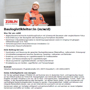 Ausschreibung Bauleiter/in